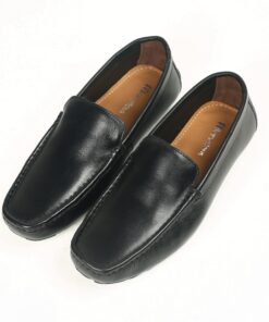Finished Leather Basic Loafer for Men (Black)