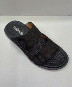 Double Buckle Slipper Leather Sandel BK